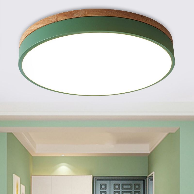 Circular Flush Mount Modern Metal 12"/16"/19.5" Wide LED Green Close to Ceiling Lighting with Acrylic Diffuser