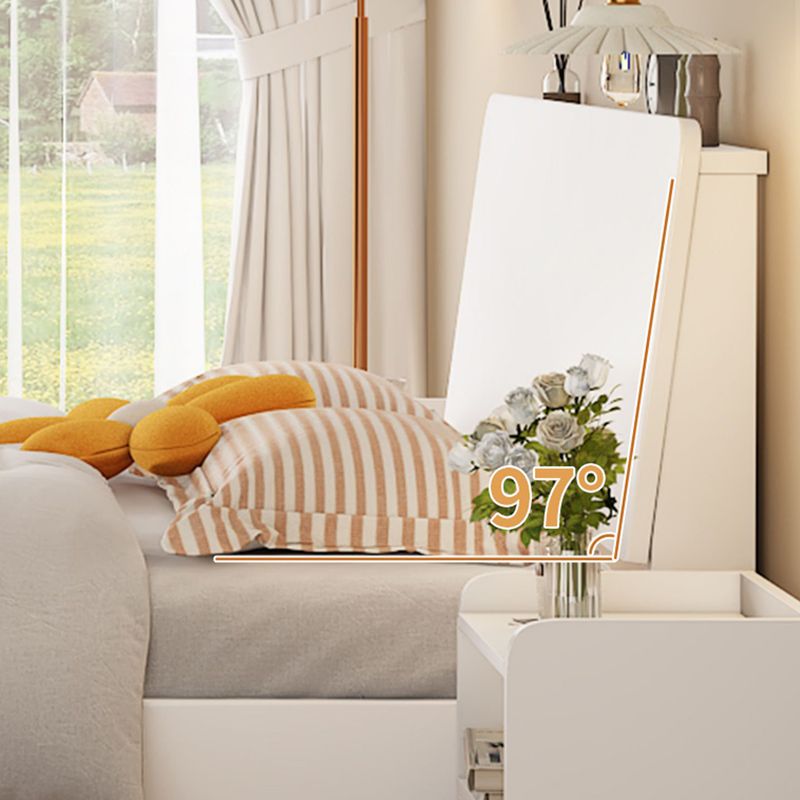 Solid Wood Standard Bed Modern White Bed Frame with Headboard