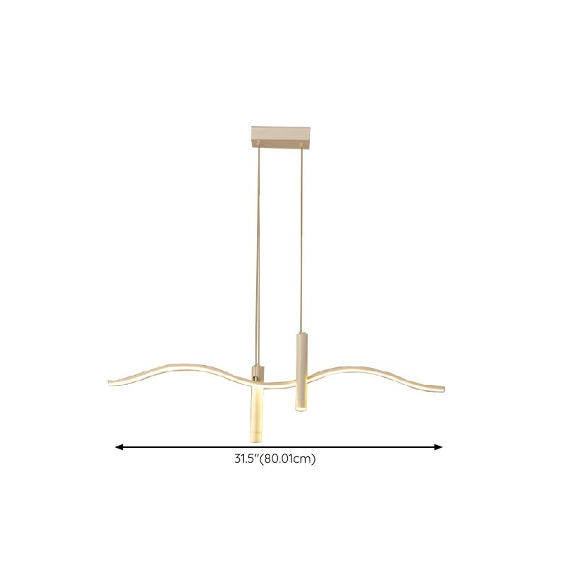 Unique Shape Hanging Lamp Modern 3 Lights Island Chandelier Lights in White Finish