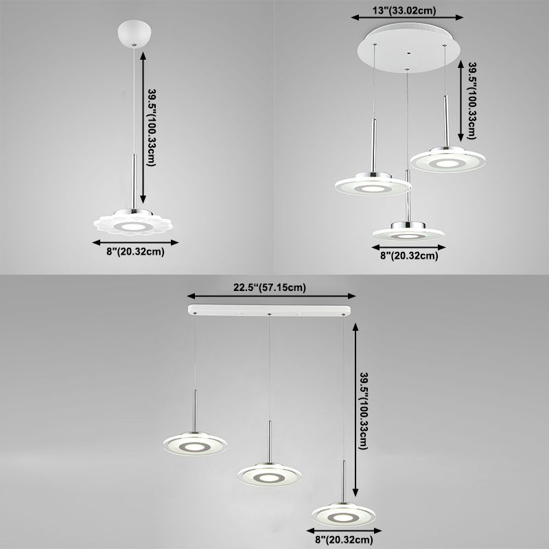 Simplicité LED Pendante luminaire de drop lampe à chute géométrique avec ombre acrylique