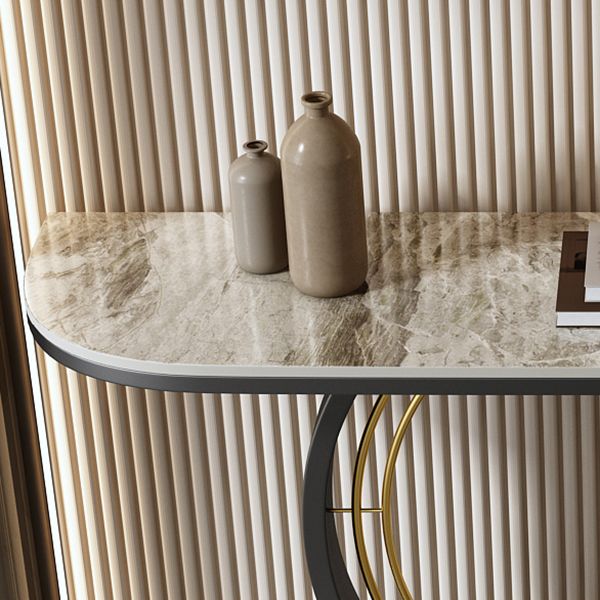 Modern Half Moon Console Accent Table Antique Finish Console Sofa Table