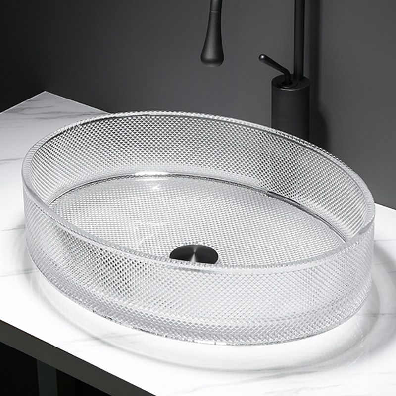 Modern Clear Wash Stand Glass Trough Bathroom Sink for Bathroom