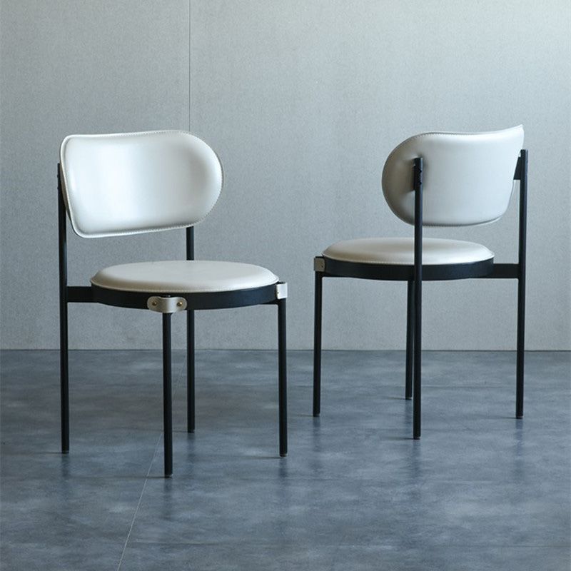 Industrial Open Back Dining Chair Black Legs Dining Side Chair