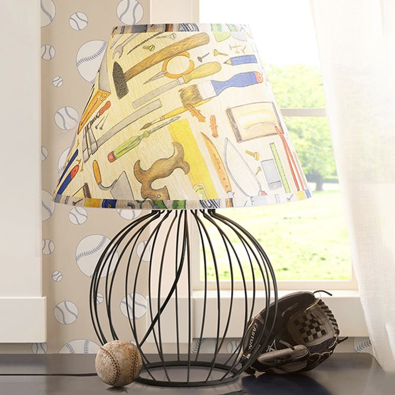 Emmer woonkamer bureau verlichting vintage stof 1 licht zwart nachtkastje licht met bol kooivas