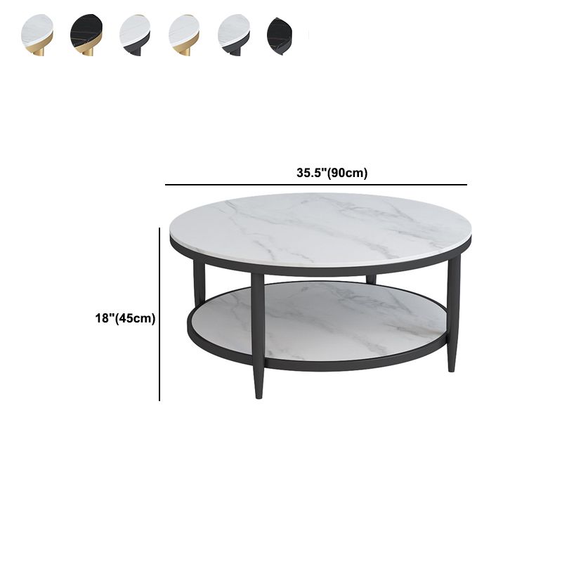 Glam Round 4 Legs Coffee Table Slate Top Coffee Cocktail Table