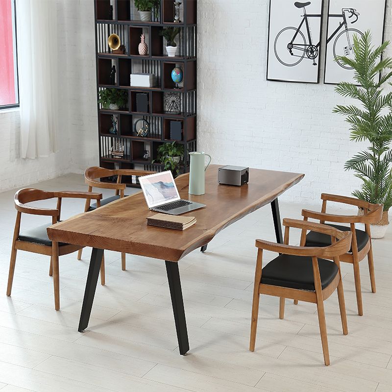 Industrial 1/2/5/7/9 Pieces Dining Set Solid Wood Dining Table with Chairs