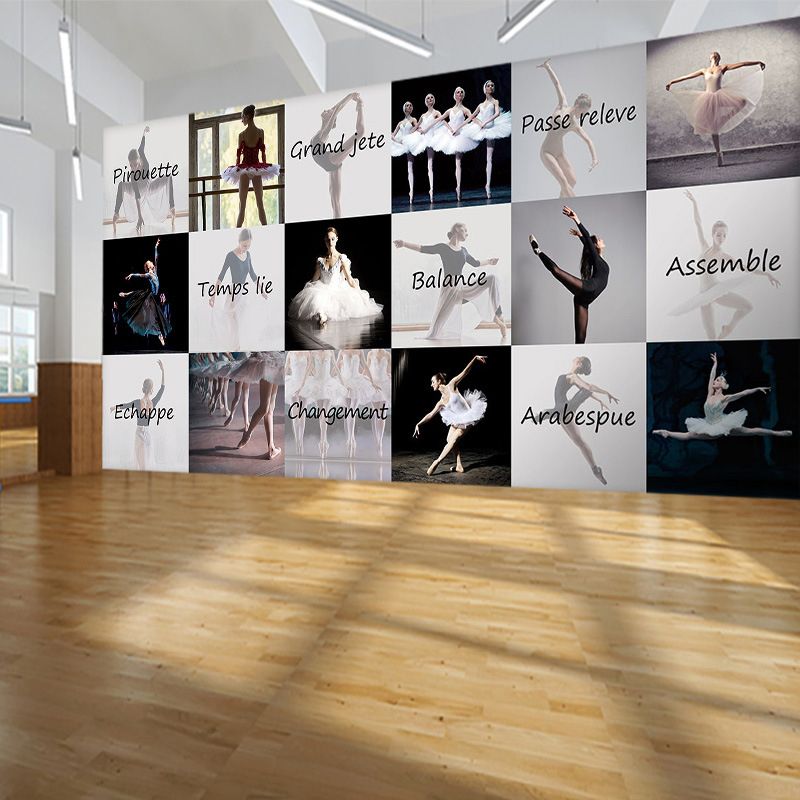 Black and White Ballet Mural Wallpaper Stain-Resistant Wall Decor for Accent Wall