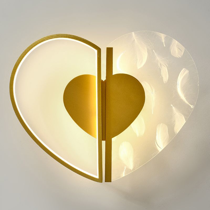 Love Heart Bedroom Flush Ceiling Light Acrylic Minimalist Feather LED Flush Mount Lighting