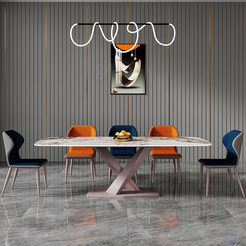Nordic Glam Rectangle Sintered Stone Dining Table Set 1/4/5/6/7 Pieces Dining Set