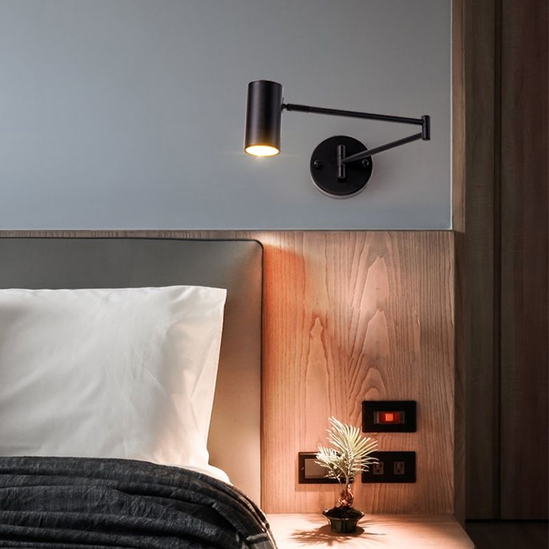 Half Cylinder Shade Swing Arm Wall Lighting Modern Style Metal 1 Light Sconce Lamp