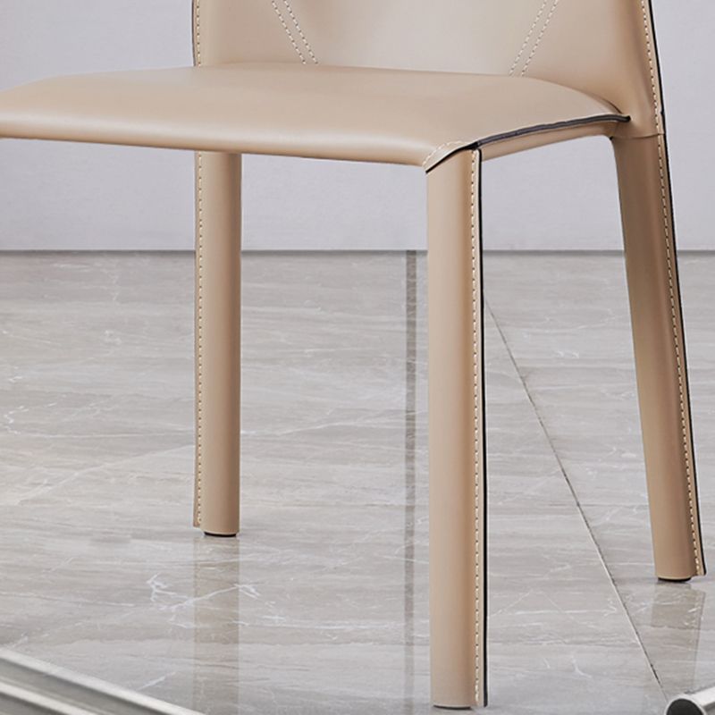 Modern Low Back Dining Chairs Faux Leather Armless Side Chair