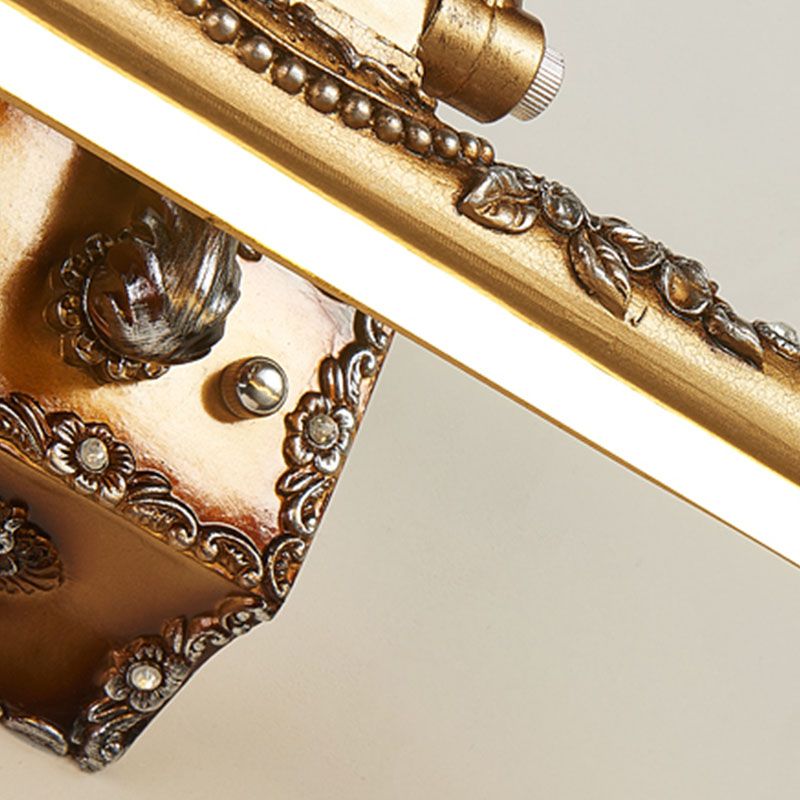 Bar Shaped Vanity Mirror Lamp Traditional Resin Bathroom LED Wall Light