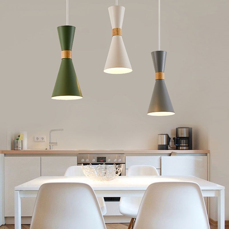 Metal Hourglass Mini Pendant Light Living Room Hallway 1 Light Nordic Hanging Lamp