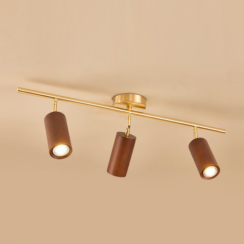 Modern Style Cylindrical Shape Ceiling Light Wood Multi Light Ceiling Light for Restaurant