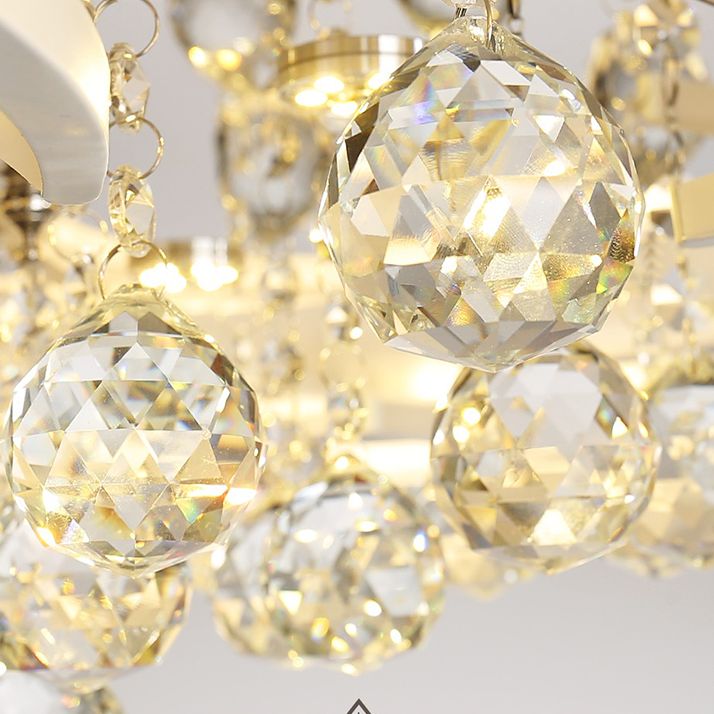 White Lotus Flush Ceiling Light Modernity LED Acrylic Semi Flush Mount with Crystal Decor
