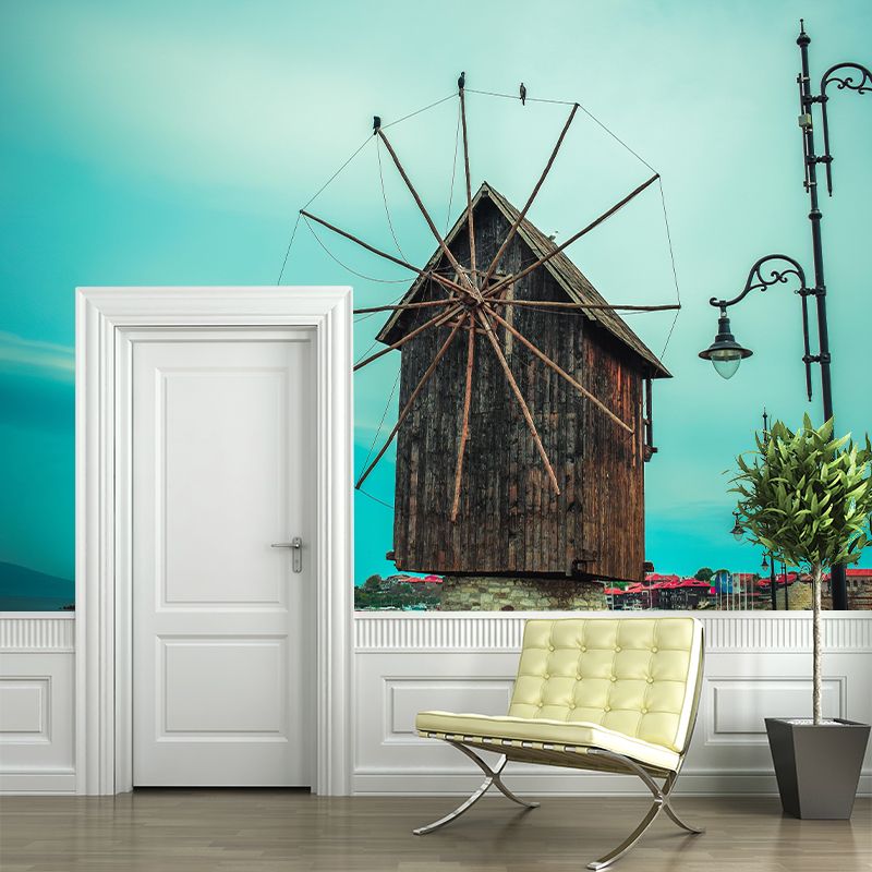 Horizontal Photography Wallpaper Mural Windmill Sitting Room Wall Mural