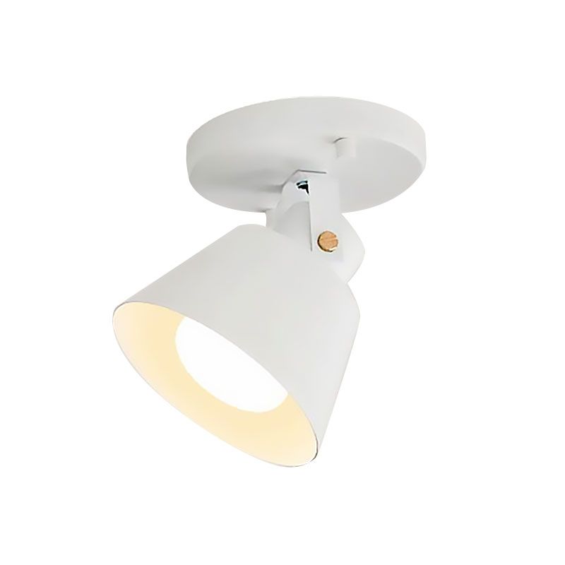 Lámpara de techo giratoria con pantalla cónica metálica elegante estilo Loft luz de techo semi empotrada de 1 cabezal negro/blanco