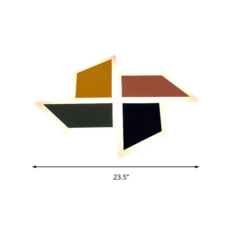 Cartoon Toy Windmill Flush Mount Light Acrylic Multi-Colored LED Ceiling Light for Study Room