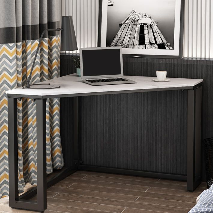 Corner Desk Modern Style SLATE Top Black Metal Legs for Bedroom
