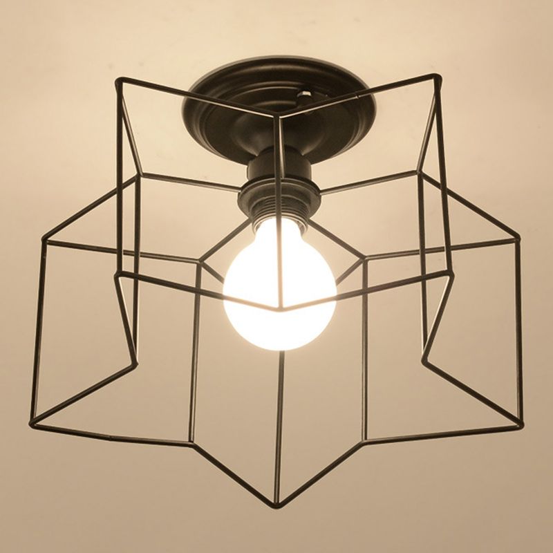 Plafonnier industriel rétro semi - encastré en fer forgé étoile pour espaces intérieurs