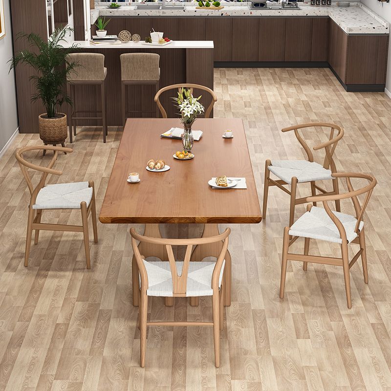 Modern Pine Wood Table for Restaurant Rectangle Dining Table with 3 Legs