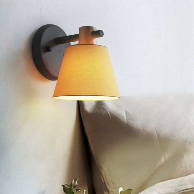 Vat stof wandmontage licht landelijke stijl 1 lamp gele/blauw/groene wandverlichtingsideeën met houten top