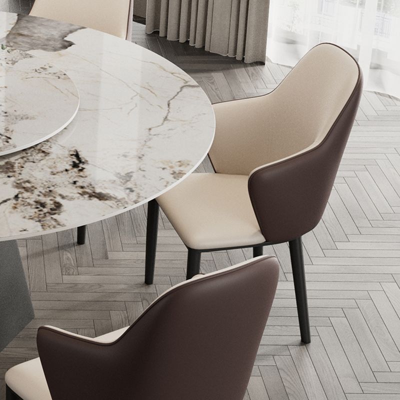 Round Dining Table Set 1/5/7 Pieces with Metal Base Kitchen Furniture Set
