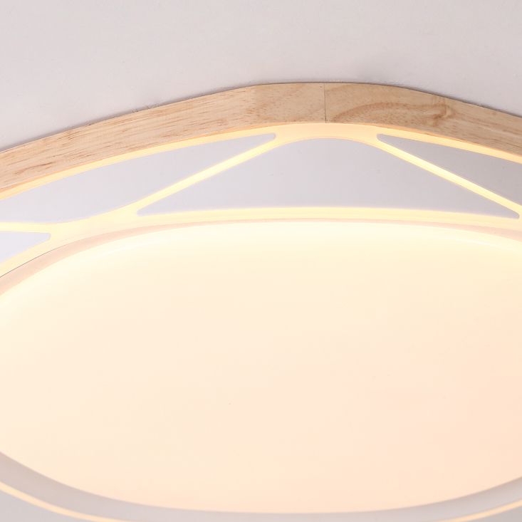 Plafonnier encastré en bois de forme géométrique, éclairage encastré moderne à 1 lumière en marron