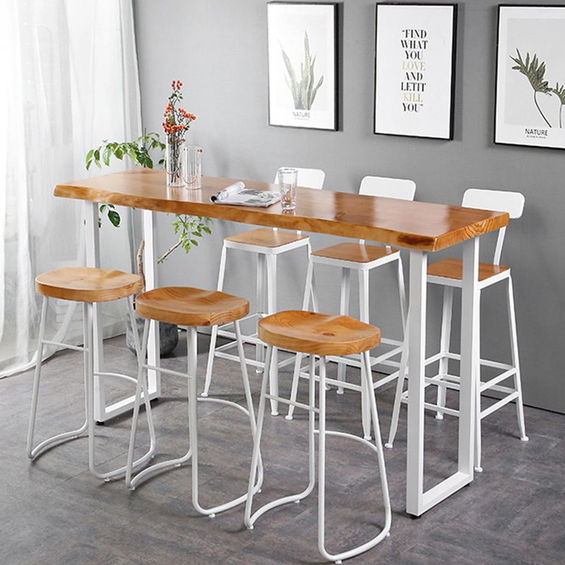 Contemporary 1/2/4/7 Pieces Bar Table Set Rectangle Wood Bar Table with Wood Stools