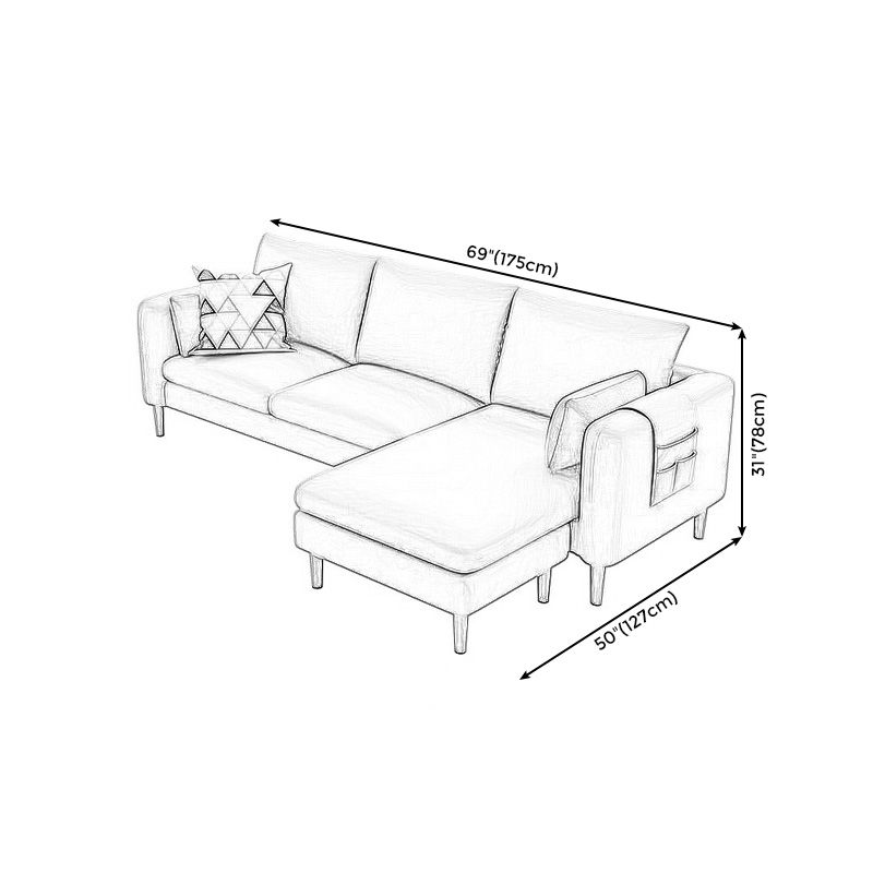 Scandinavian Velvet Removable Cushions Square Arm Sofa Slipcovered Sectional