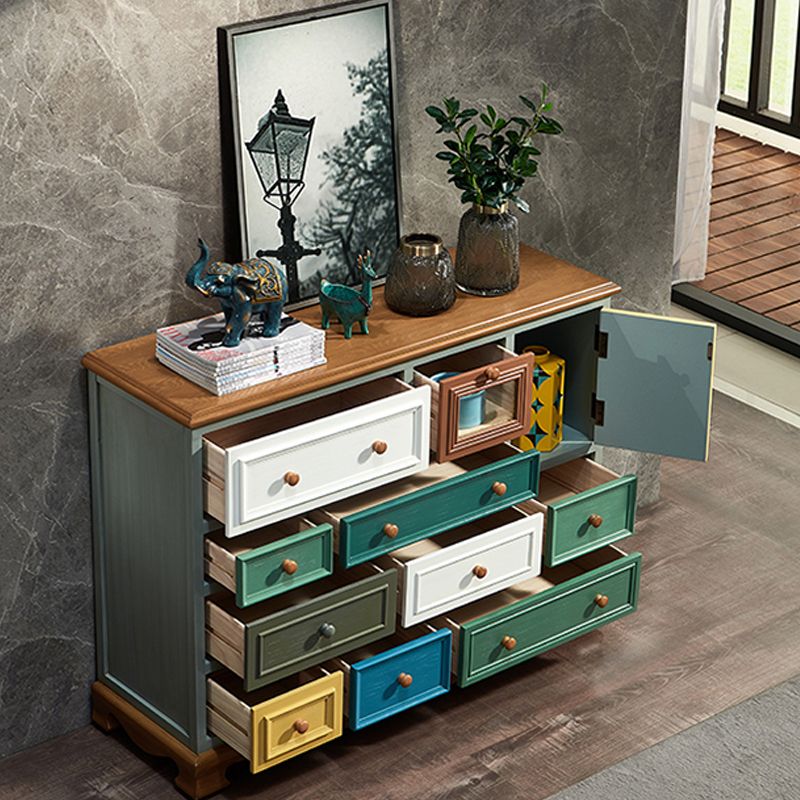 Nautical Bedroom Storage Chest Vertical Wooden Chest with Drawers