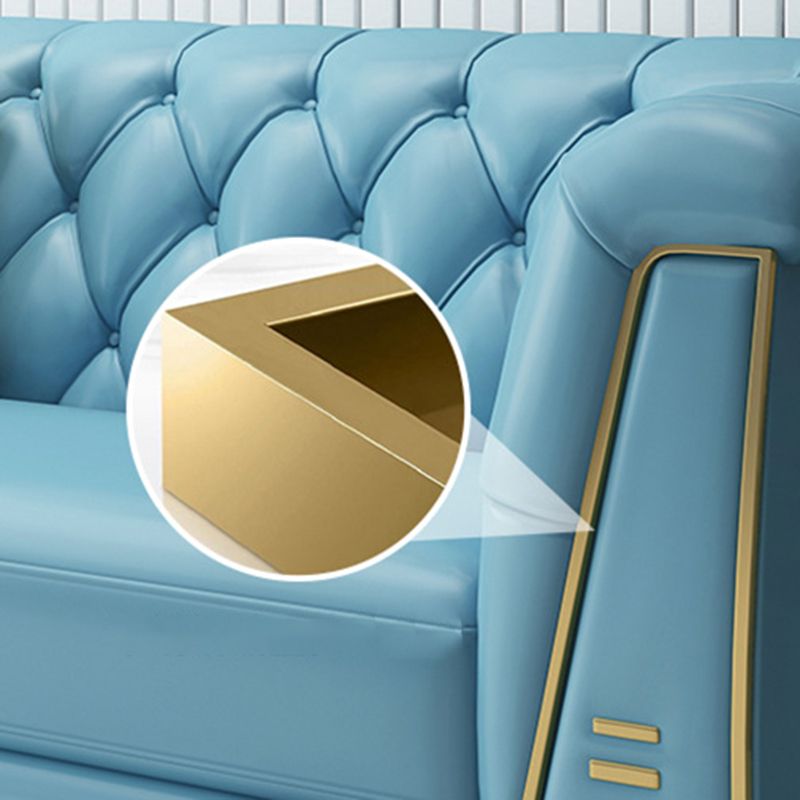 Contemporary 30.7" H Faux Leather Tufted Tuxedo Arm Sofa For Living Room
