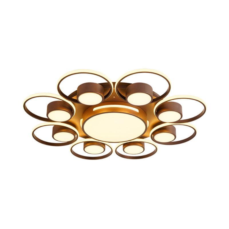 Modernism 2/4/6 Lights LED Ceiling Flush Mount Light with Acrylic Shade Brown Round Ceiling Light Fixture in Warm/White Light