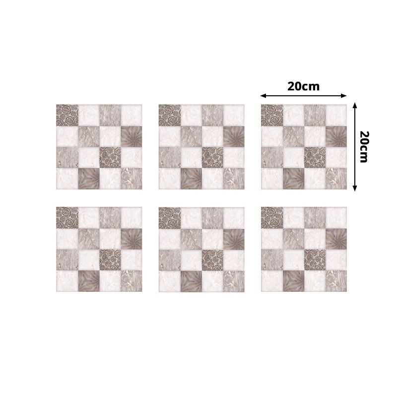 Mosaic Tiles Peel off Wallpaper Panel Grey-White Modern Wall Covering for Bathroom