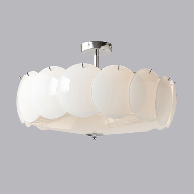 Modern Ceiling Lamp White Glass Shade Flush Mount Light Fixture