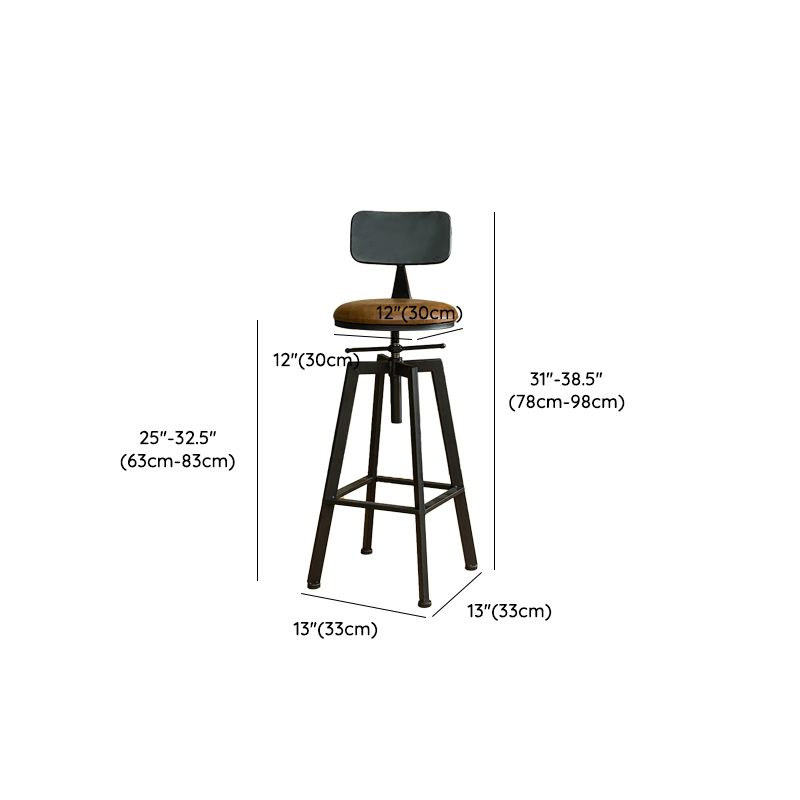 Industrial Armless Elevatable Counter Stool Iron Cafe Bar Stool with Metal Legs