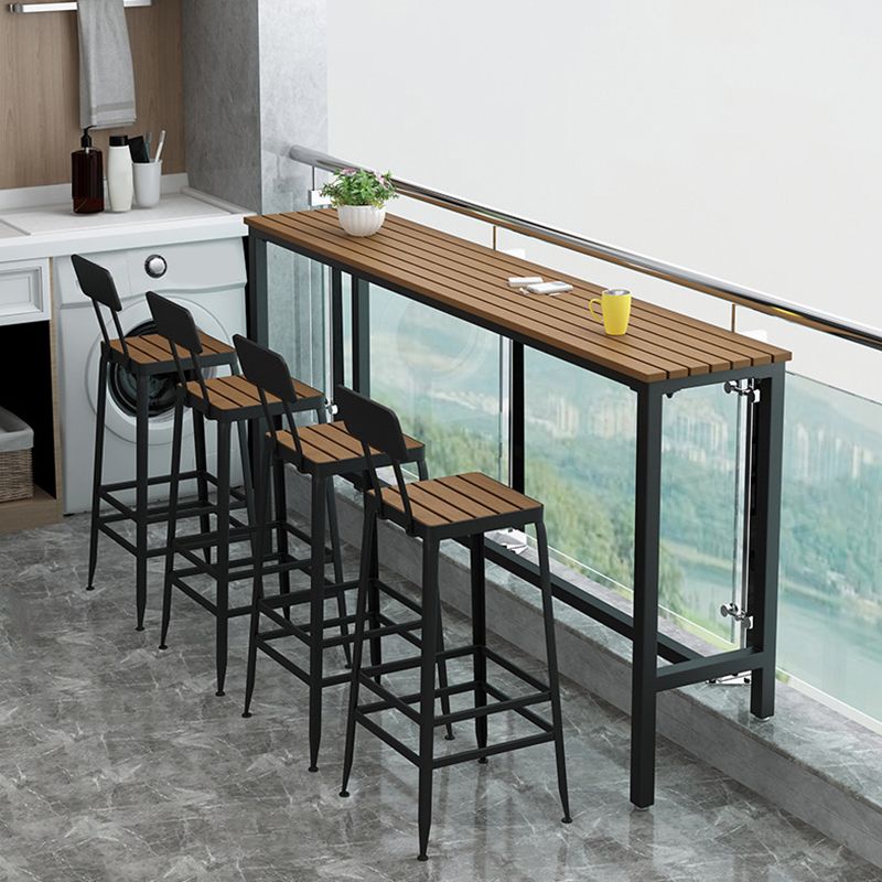 Industrial Metal Base Bar Table Pub Height Dining Table for Patio