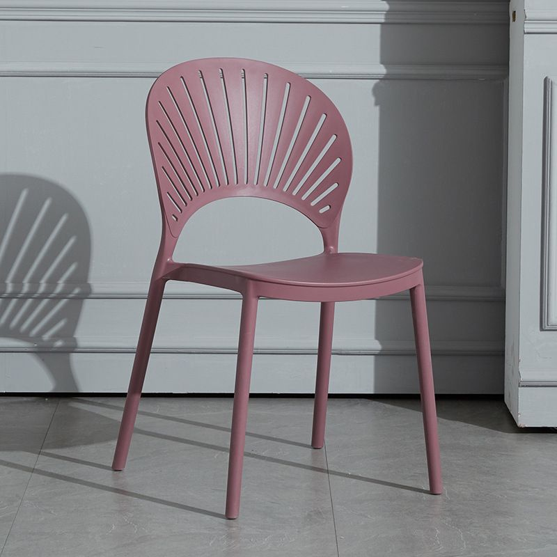 Scandinavian Plastic Armless Chair Kitchen Dining Room Open Back Chair