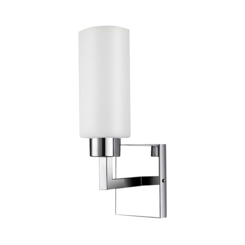 Applexion murale en verre de lait rectangulaire Moderniste 1 Lumière luminaire murale chromée pour le bureau