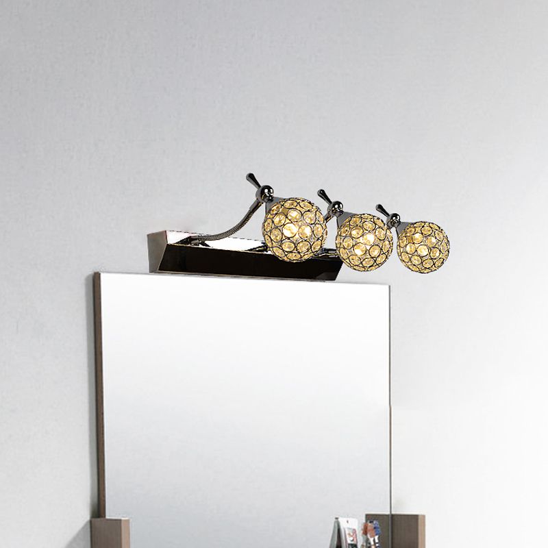 Orbit Mur Light Applexion moderniste élégant Crystal clair 3/4 lumières Black Finish Vanity Mirror Light, Warm / White Light