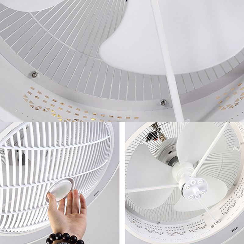 Weiß ausgehöhlter Deckenventilator Nordic Metal LED Runde Halbblüzlicht für Schlafzimmer