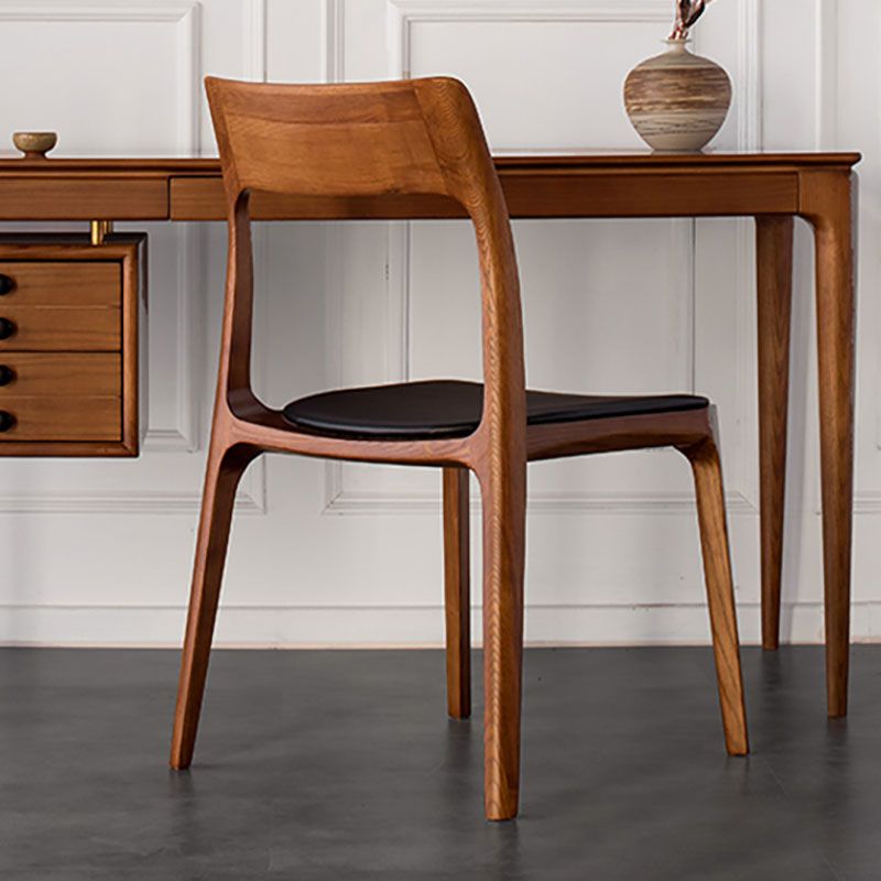 Industrial Design Open Back Dining Side Chair for Home Wood Legs Armless Side Chairs