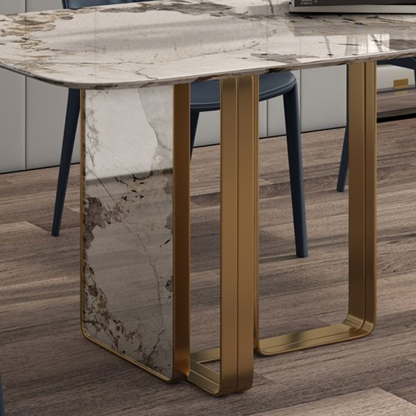 Glam Gesinterde Steengrijze Eettafel Standaard Rechthoekige Eettafel voor Keuken