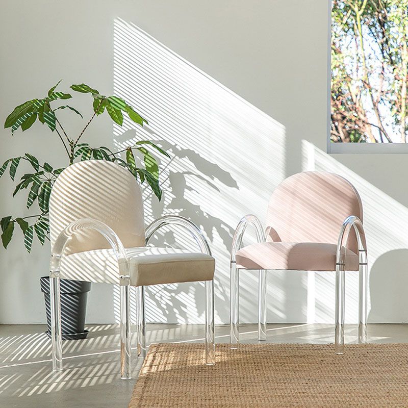 Velvet Matte Finish Dining Chair Designer Style Home Solid Back Arm Chair