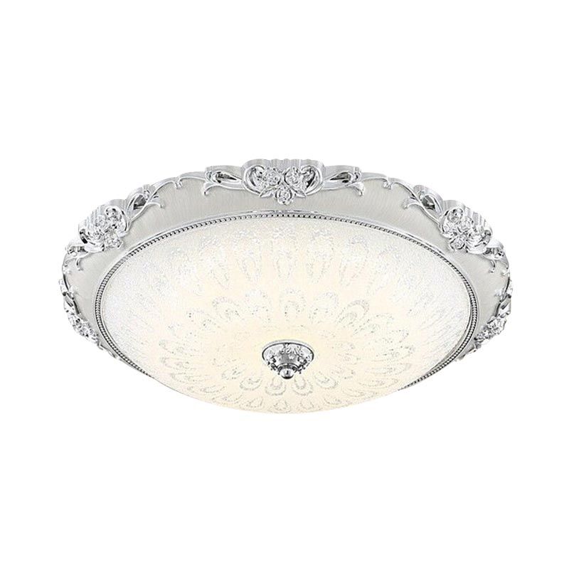 Dome Flush Mounted Light Modern White Glass 8"/12"/16" Wide LED Gold/Silver Ceiling Light in White/3 Color Light