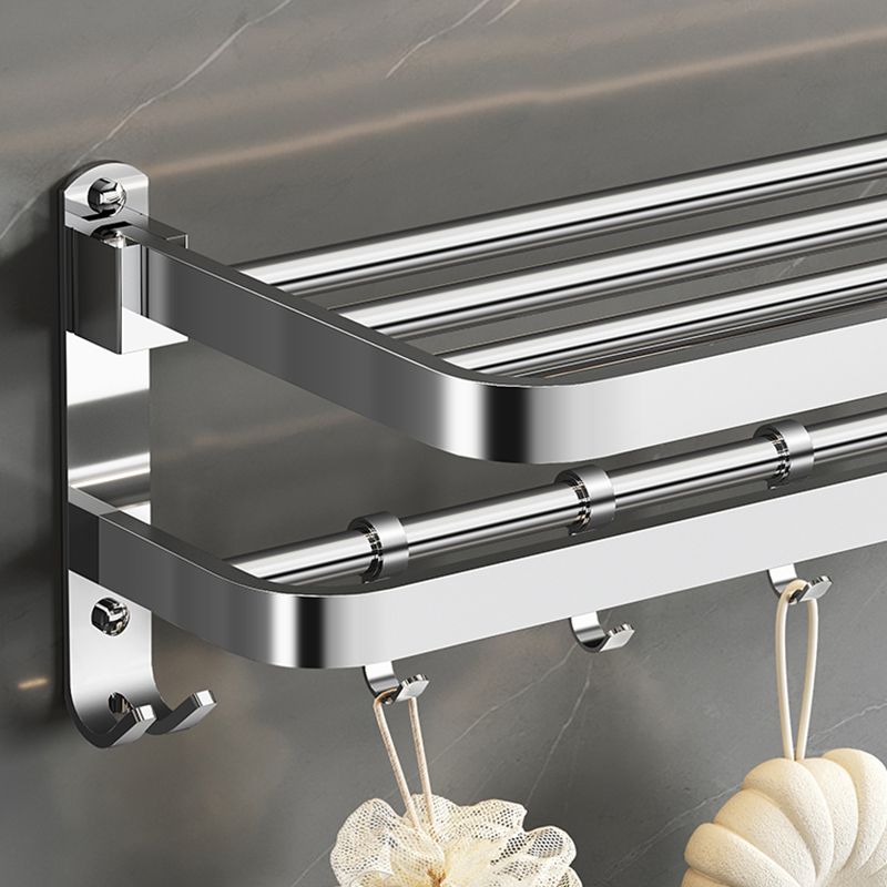 Contemporary Polished Chrome Bathroom Accessory Set with Towel Bar & Bath Shelf