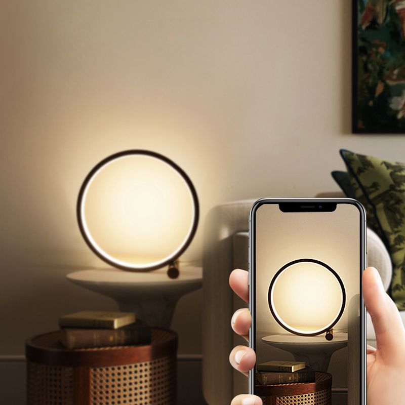 Lampada da tavolo circolare in alluminio Lampada da scrivania Nordic Touching Switch a 1 luce per camera da letto