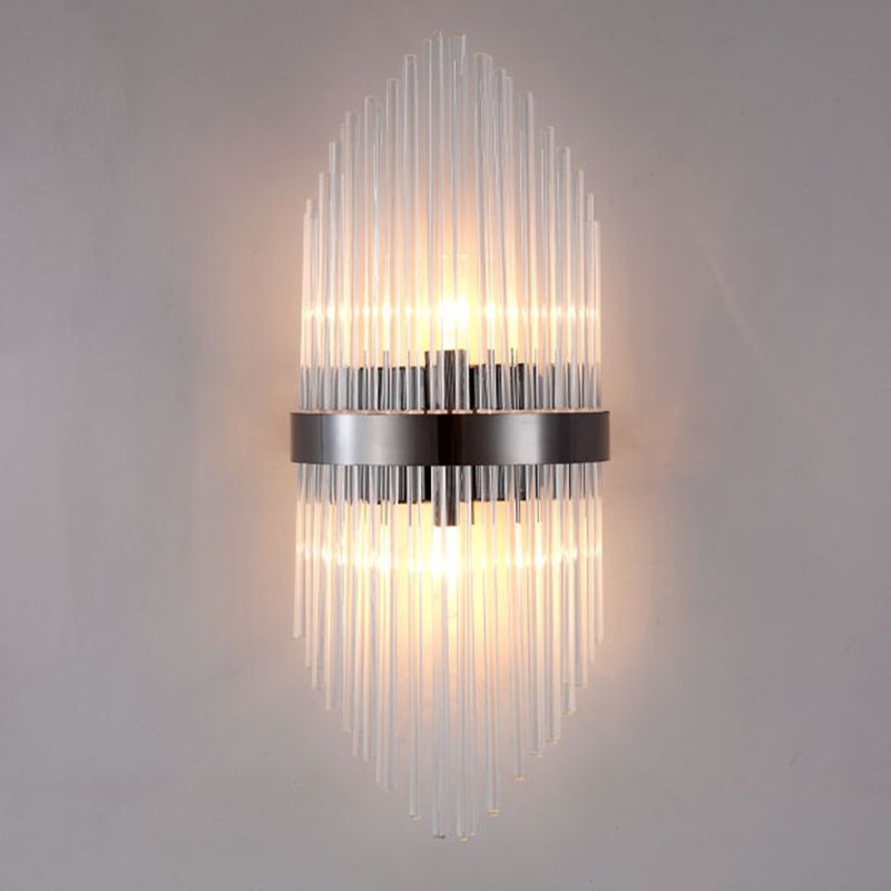 Clear Crystal 3 - Light Wall Mounted Sconce in Black / Gold Modern Wall Light