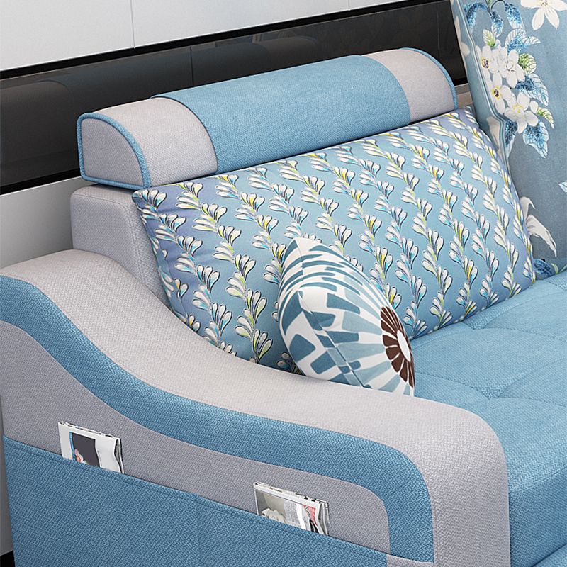 Contemporary Linen L-Shape Sloped Arms Furniture Sectionals for 3 People