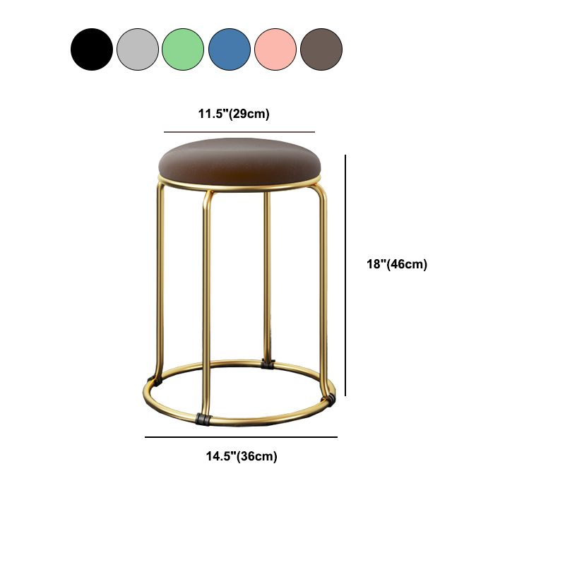 Glam Standard Ottoman Fade Resistant Velvet Mental Leg Solid Color Round Ottoman